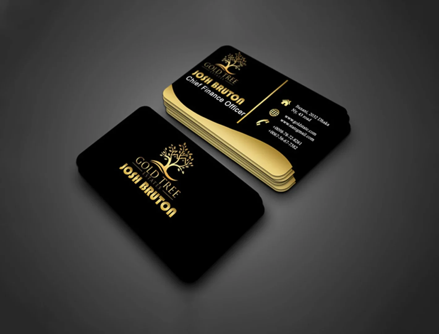 BUSINESS CARD, 400 GSM, ROUNDED CORNER, GOLD FOIL, MATT LAMINATION,