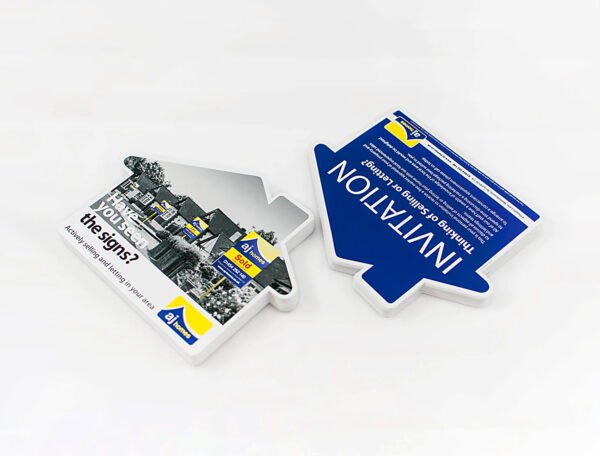 400 GSM Custom Die Cut Gold Fil Spot UV Matt Lamination Size: 9x5.5cm - Image 4