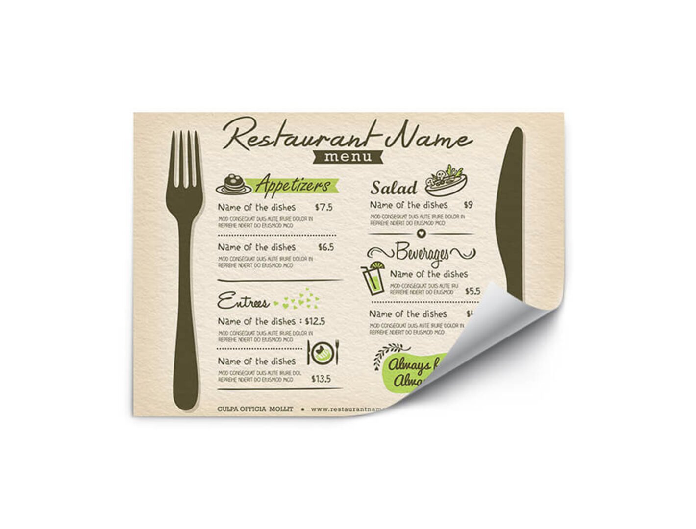 100 GSM Woodfree Paper Table Mat  (Size: 30x42 cm)