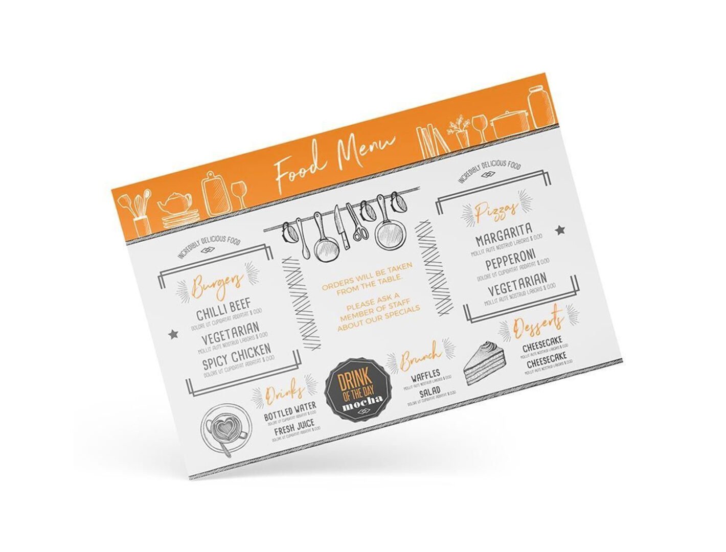 135 GSM Glossy Paper Table Mat  (Size: 34x48cm) 2 Color