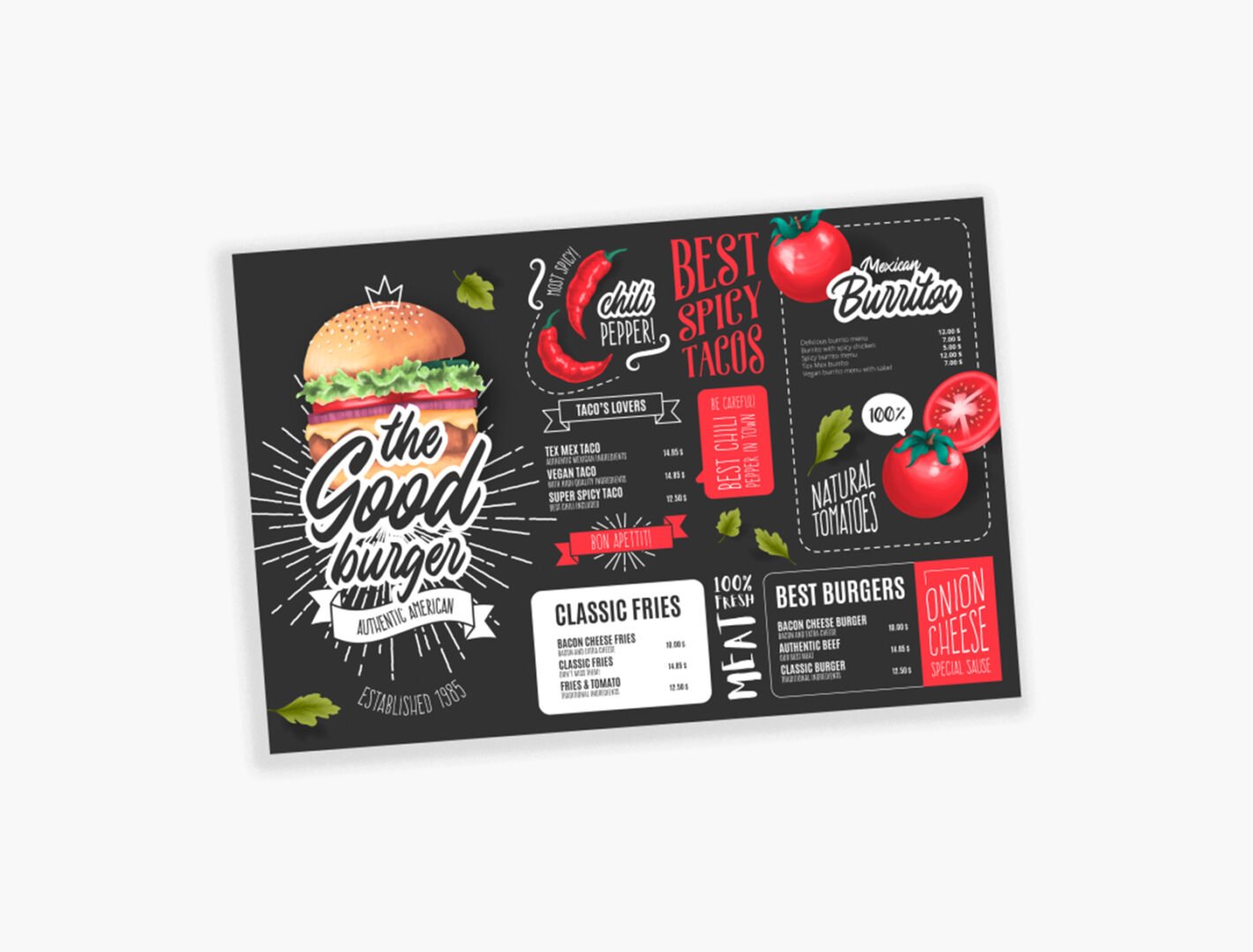 90 GSM Glossy Paper Table Mat  (Size: 34x48cm)