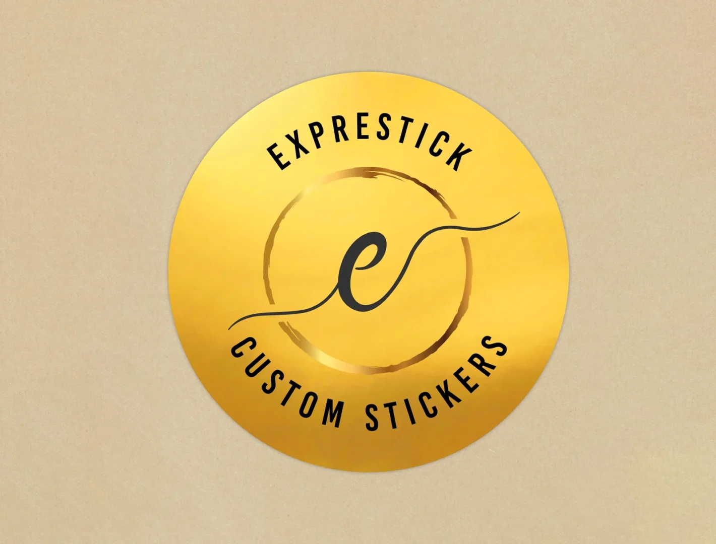 Custom Die Cut Gold Foil Sticker Glossy Lamination 80 gsm Size 9x5.5 cm