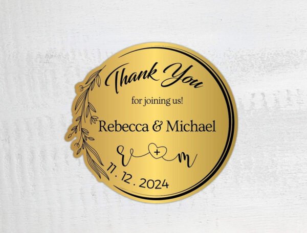 Custom Die Cut Gold Foil Sticker Glossy Lamination 80 gsm Size 9x5.5 cm - Image 4