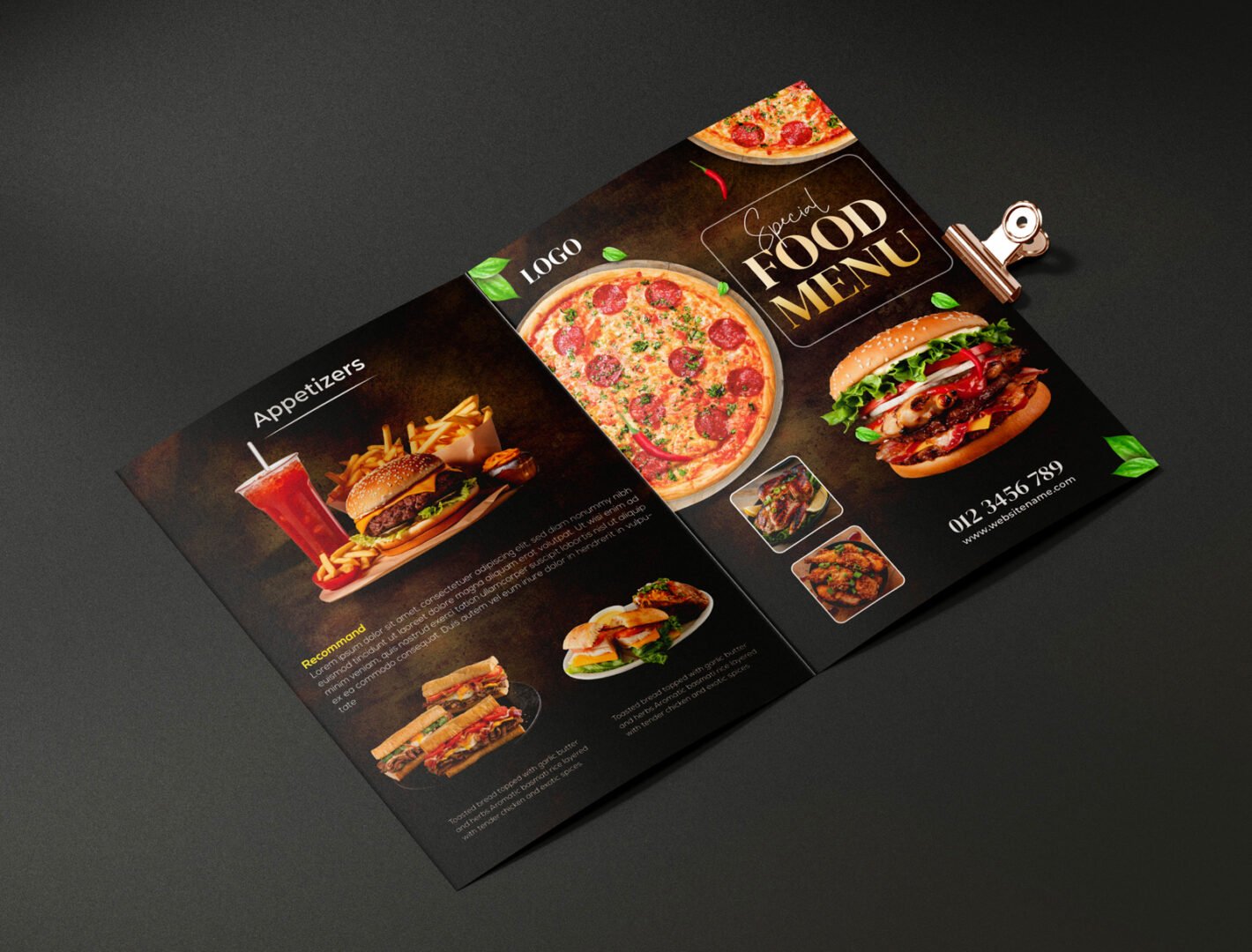 Menu ( Glossy Lamination 350gsm) Size A4 to A5