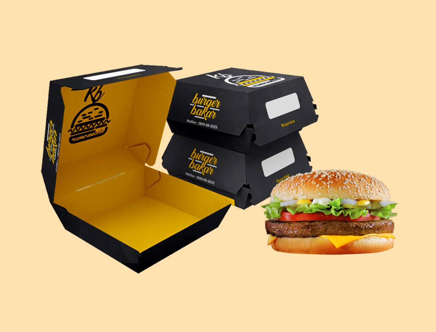 Simple Burger Box Size 16.8x24.9 cm